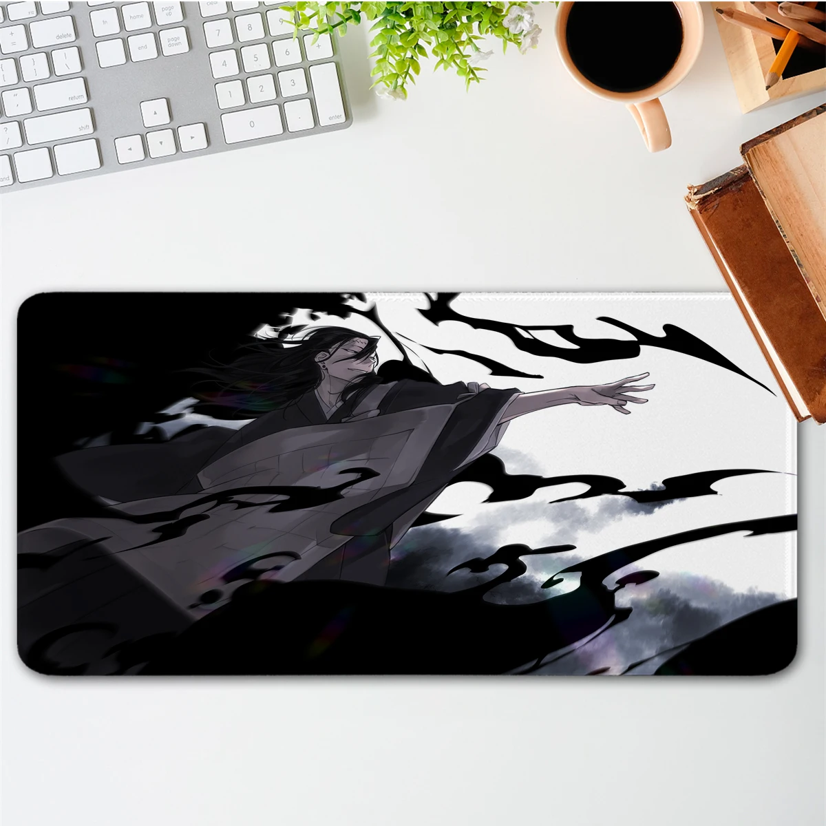 Anime Mouse Pad Jujutsu Kaisen Geto Suguru Black and White Big Computer Mat XXL Gaming Mousepad Large Desk Mat Game Mousepad