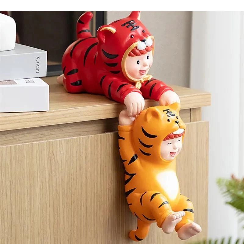 Chinese Tiger Ornaments Figure Sculptures Resin Crafts Living Room Desktop Decoration Art Creativity Home