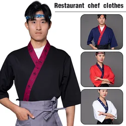 Uniformes de Chef de estilo japonés, Kimono Teppanyaki, Sushi, cocina, restaurante, servicio de comida, Ropa de Trabajo, abrigo de Chef, chaquetas, ropa de cocinero