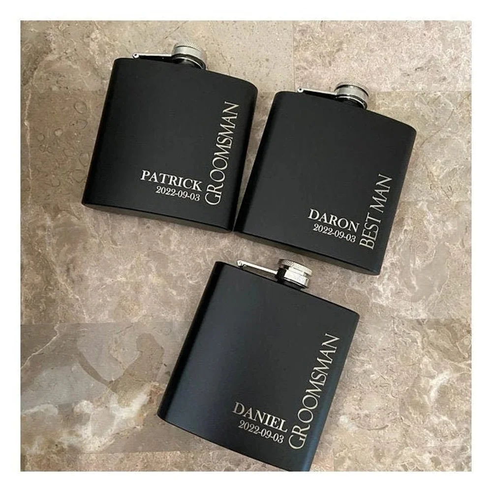 Personalized FLASK SET Funnel Flasks Custom Engraved Groomsmen Gifts for Him Dad Boyfriend Gift for Men Man Groomsman Groom Bach