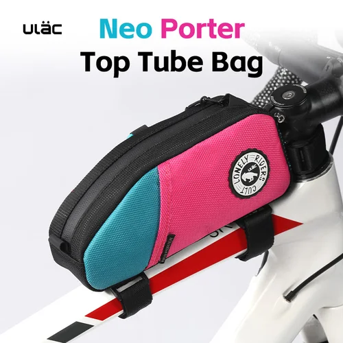 Imagen 2 del producto Bolsa para cuadro de bicicleta ULAC, bolsa para tubo superior de bicicleta de montaña, tela duradera de alta calidad, capacidad de 1,2/1,6l, bolsa de ciclismo ultraligera, bolsillo lateral