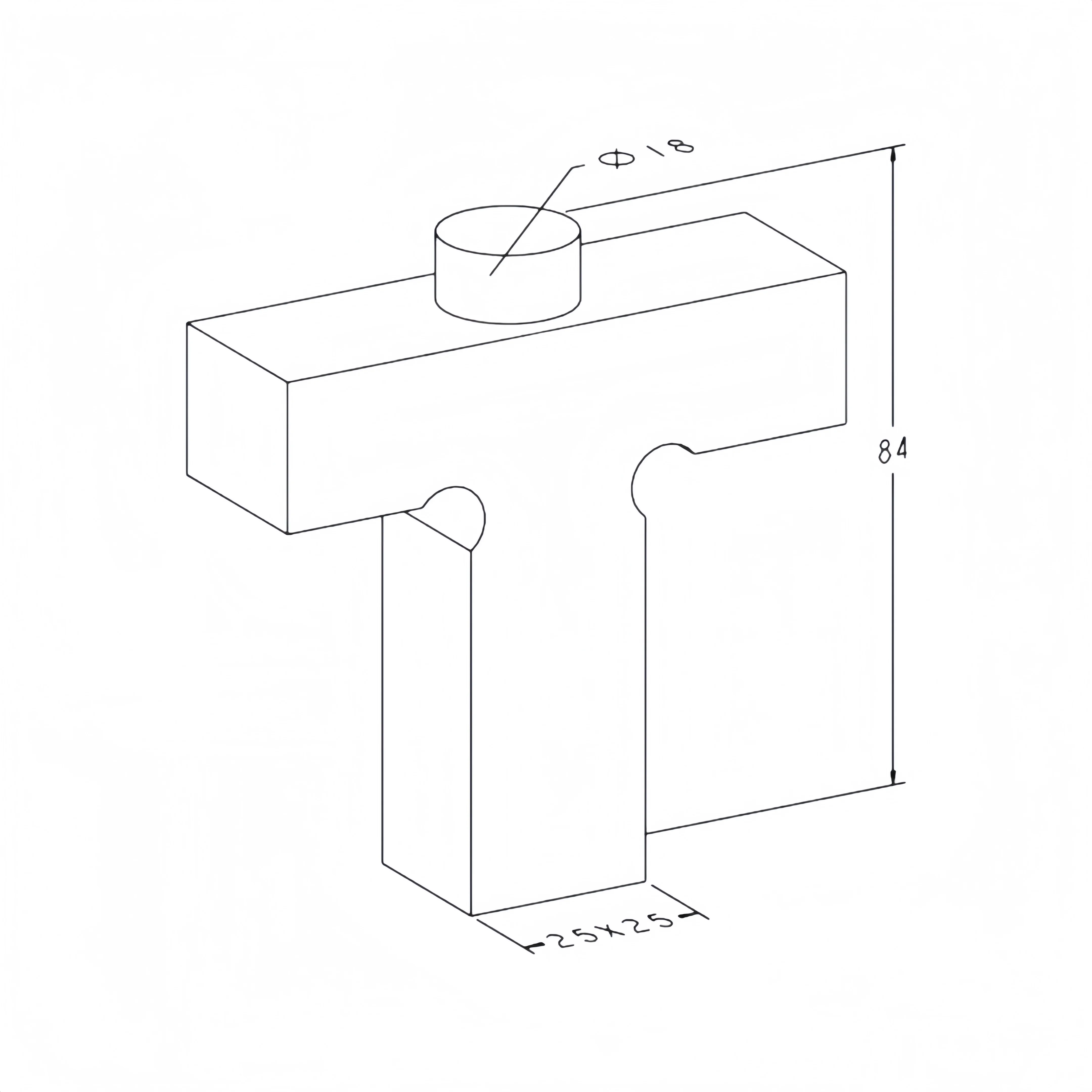 Precision Square Rail Model 3A-300036 25x25mm Base 84mm Height for EDM CNC Alignment Hardened Steel