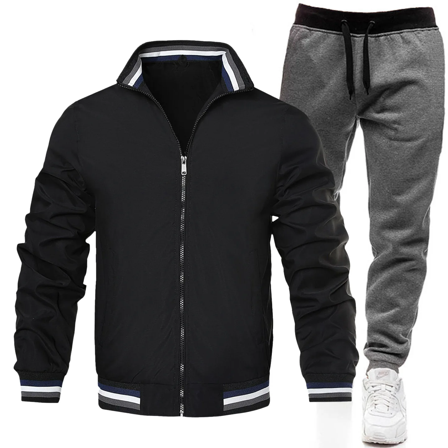 

Spring and Autumn Leisure Sports Jacket Set 2026 New Men's Zipper Jacket+Pants Two Piece Set Men's Leisure Set