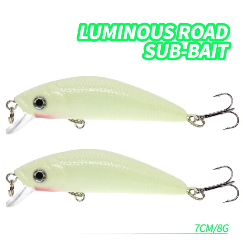 2PCS 3D Luminous Minnow Fishing Lure With Treble Hooks Pesca Hard Bait Artificial Crankbaits for Bass Pike Carp Fishing