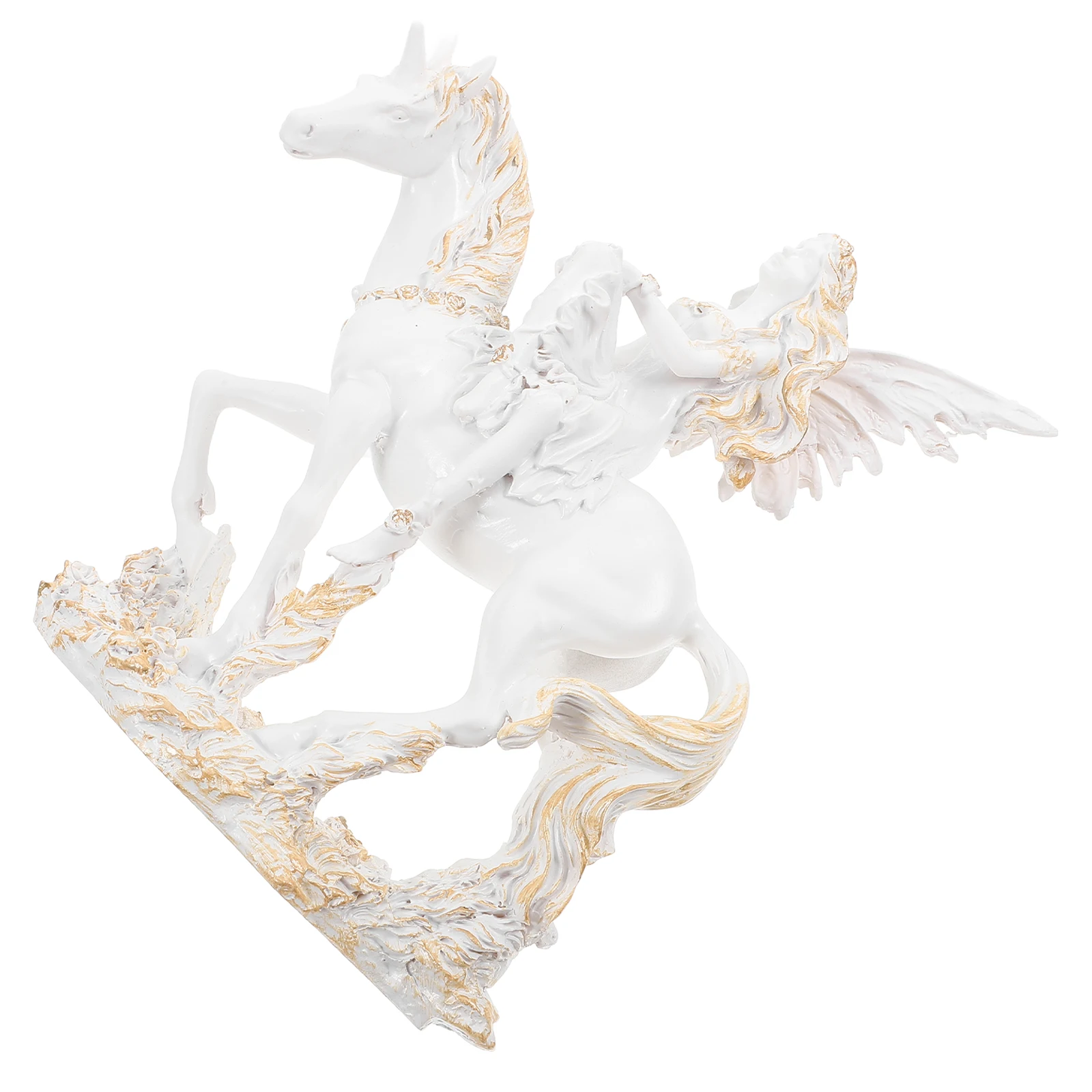 

Handcrafted Resin Angel Riding Horse Statue Home Garden Office Decor Living Room Centerpiece Angel Statue Room Decor