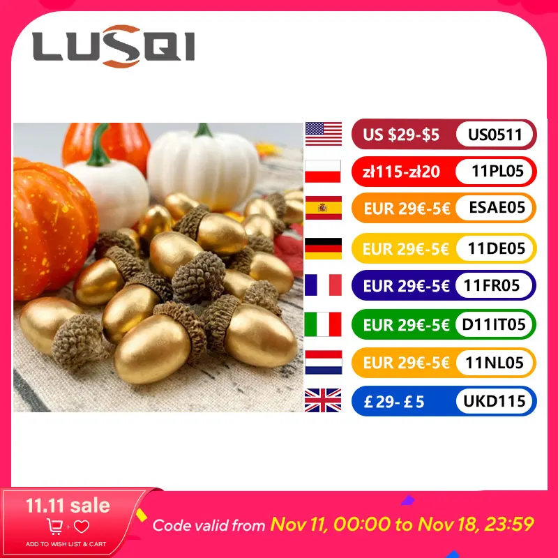 

LUSQI 50PC Highly Realistic Acorns DIY Craft Materials Christmas Tree Ornaments Gift Wrapping Accessories Photography Props