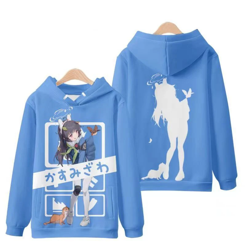 لعبة الأزرق الأرشيف تأثيري هوديس ثلاثية الأبعاد طباعة الرجال النساء أنيمي بلوزات البلوز الخريف/الشتاء Harajuku هوديي Y2k معطف رياضي