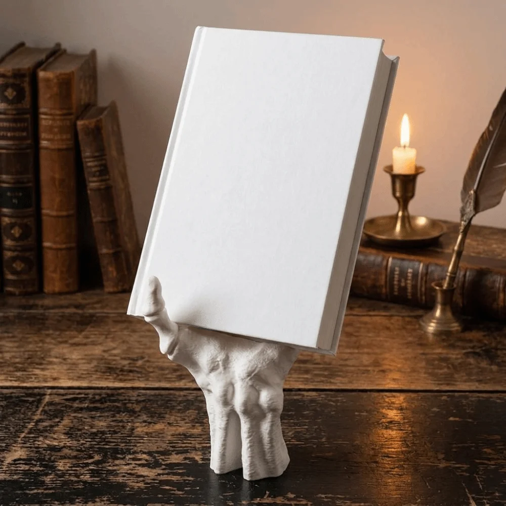 3D Printing Halloween Skeleton Hand Shaped Bookshelf Plastic Gothic Style Ghost Hand Book Stand Realistic Book Display Rack