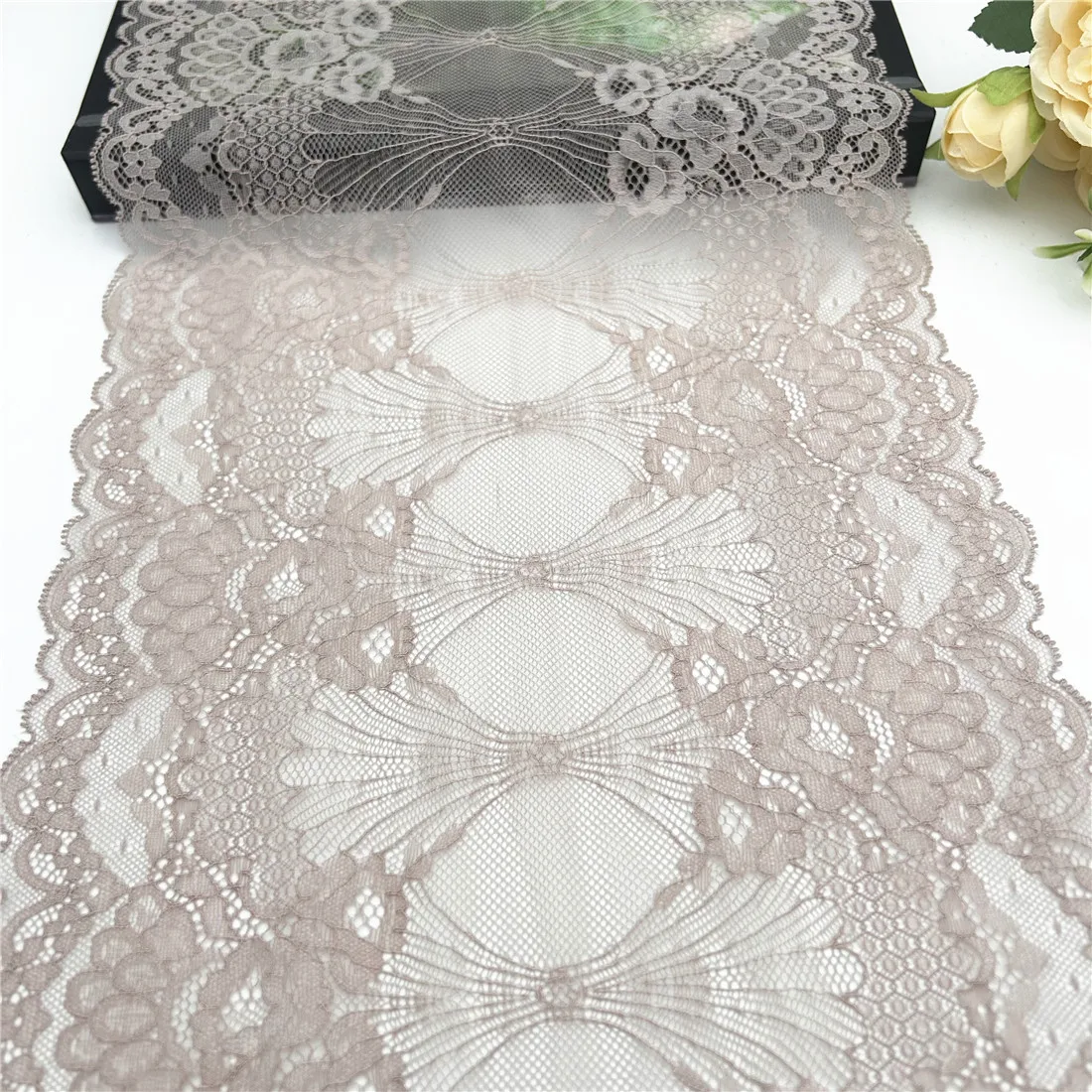 3y/lot W 21.50cm Dark Apricot Shiny Elastic Stretch Lace Trim For Lingerie Sewing Craft DIY Apparel Fabric Lace Garment Acce