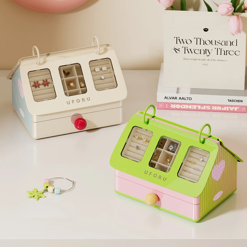 

Креативная шкатулка для хранения украшений, милая коробка-органайзер для серег и колец, настольные коробки для хранения украшений, вместительные коробки для украшений