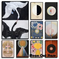 Hilma Af Klint Abstract Contemporary Classic Artwork The Swan Poster Canvas Wall Art Pictures Home Room Decor Gift