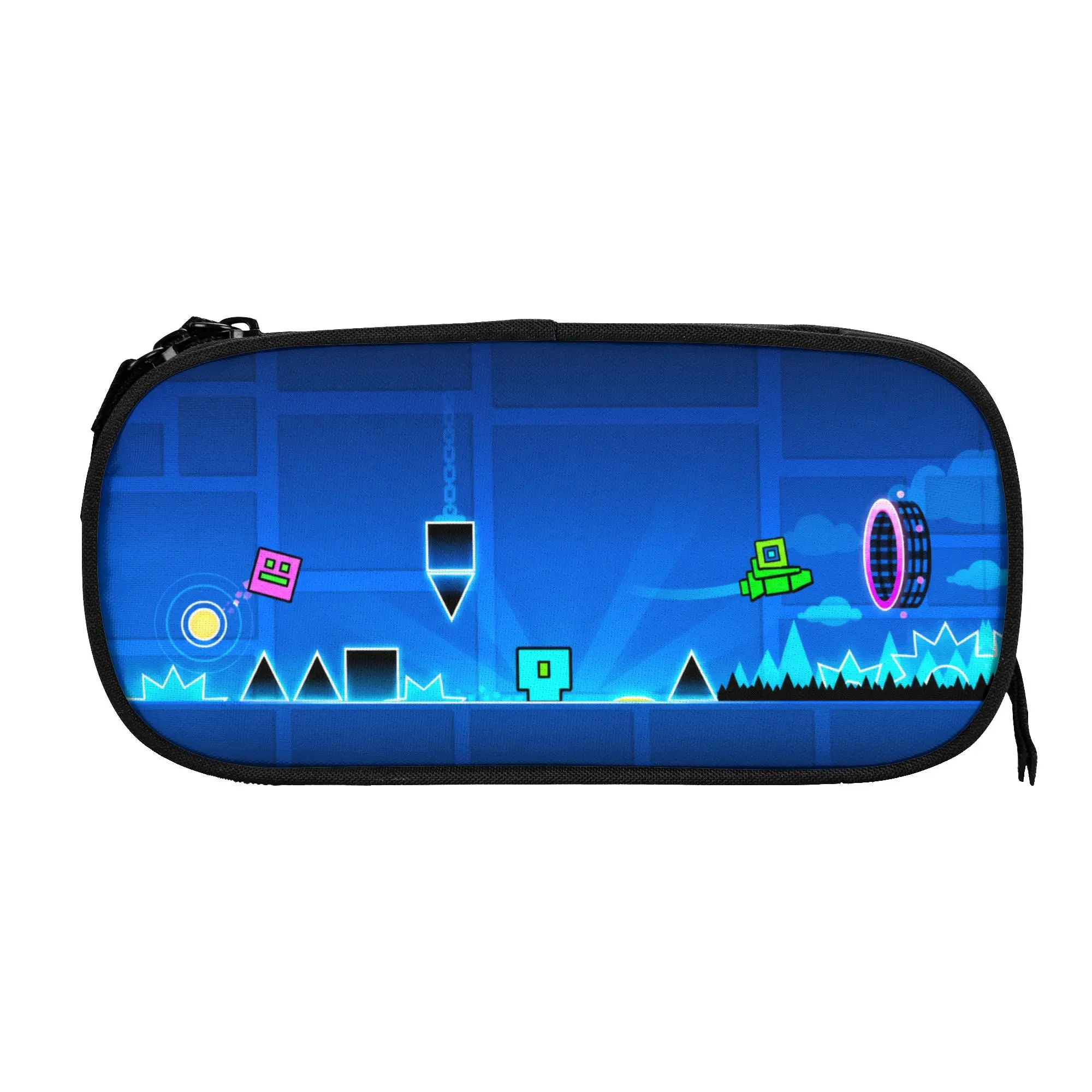 Geometry Dash Pencil Case Double Layer Large Capacity For School Pencilcases Cartoon Game Perfect Gifts