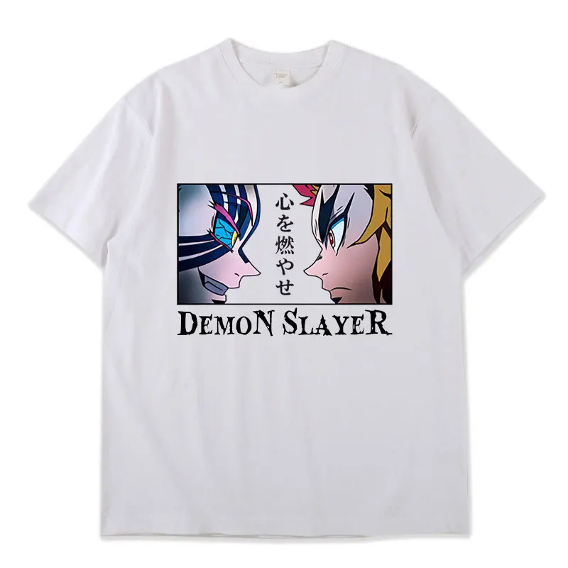 New Anime Demon Slayer Akaza Man/Women Harajuku T-shirt Round Neck Short Sleeve Casual Unisex Streetwear COTTON Oversize Tee Top