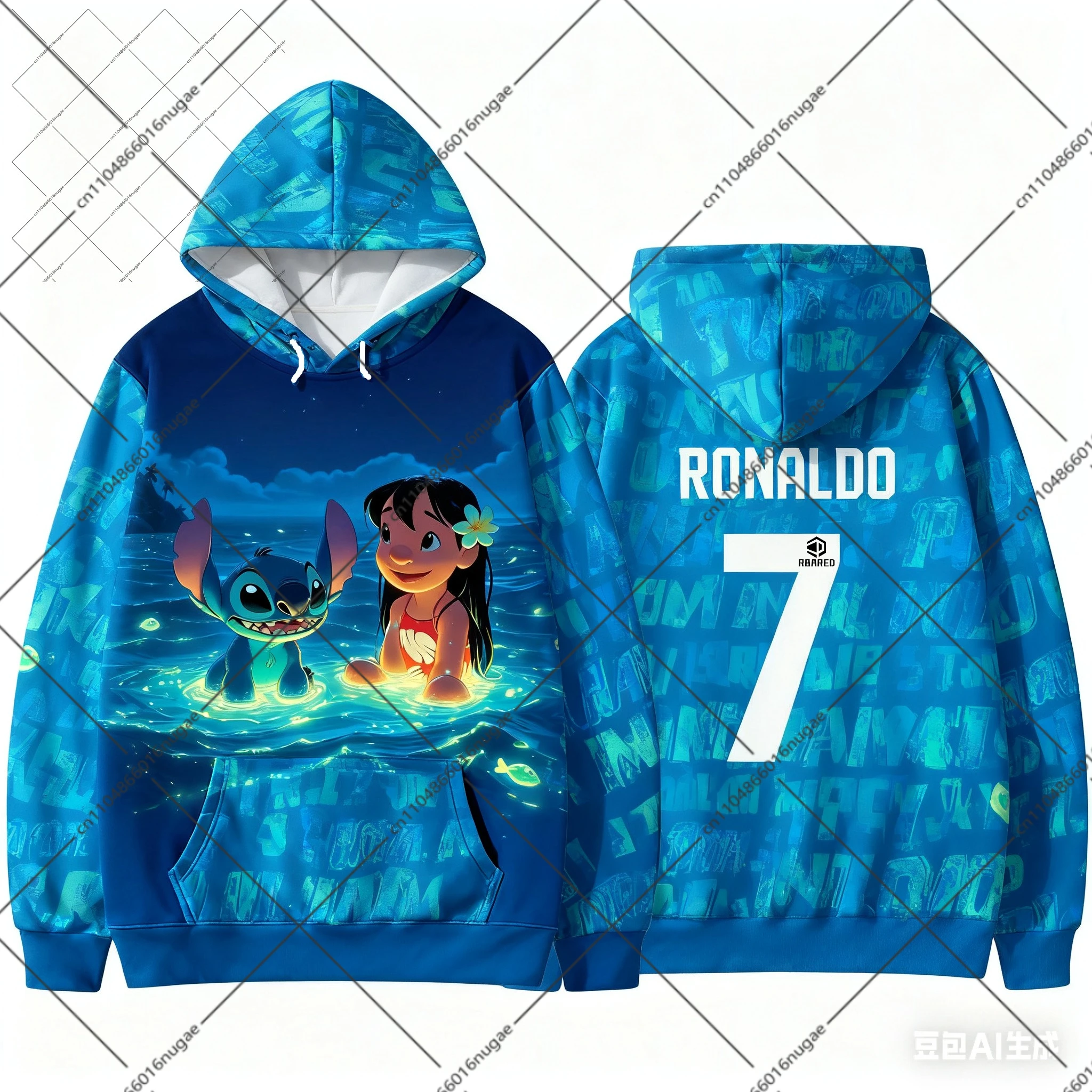 202526 AI أزياء رجالية ثلاثية الأبعاد للنساء متباينة رونالدو اللون رياضي هوديي كامو طباعة كم الصيف والمدرسة وإصدار ملابس الشارع #1