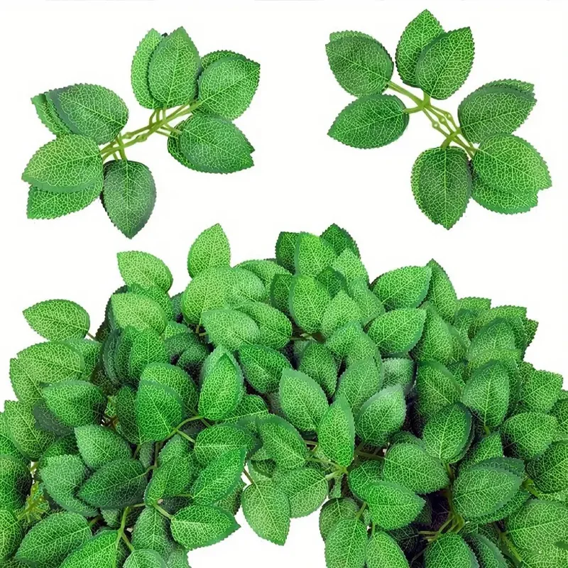 50/100/200pc Artificial Green Leaf Rose Leaves 2025 New Year Decor DIY Home Wedding Bride Wrist Decorative Leaf Artificial Plant