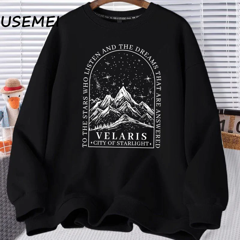 SJM Velaris Sweatshirt To The Stars Who Listen and The Dreams Women's Clothing Pullover Harajuku Retro Sweatshirts Streetwear