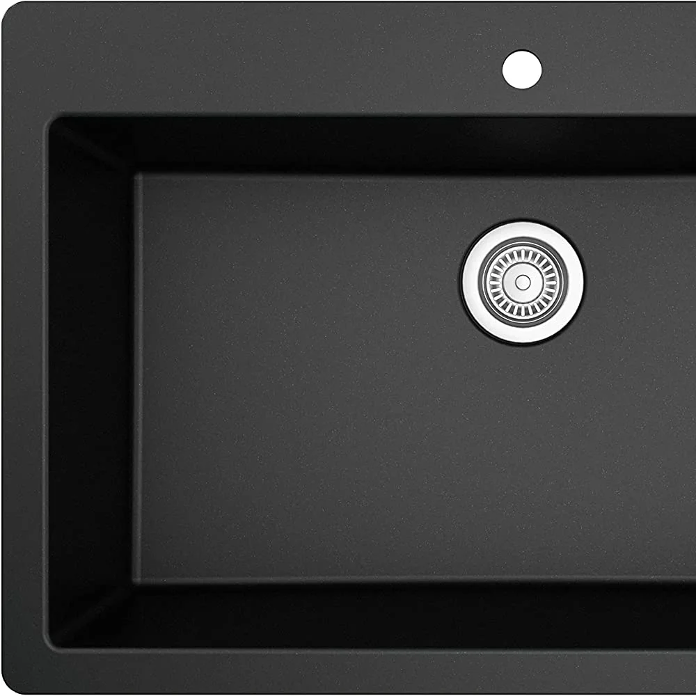 Luxury Composite Quartz Kitchen Sink 33 Inch Top Mounted Single Pot Granite Composite Kitchen Sink