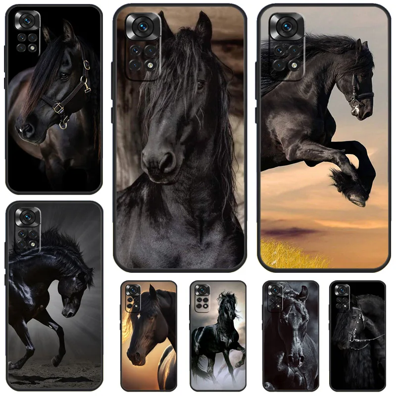 Beautiful Black Horse Phone Case For Xiaomi Redmi Note 13 12 12S 12C 13C 10 10C 9 9C 10S 11S 11 Pro Soft Cover