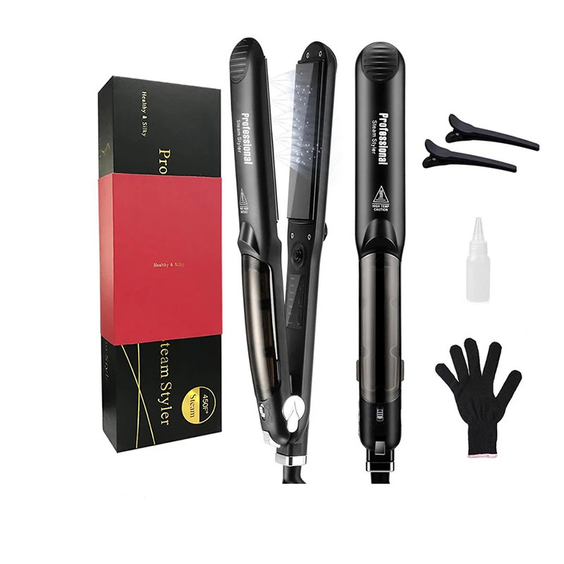 

Tourmaline hair straightener, steam, steam LED display, titanium plate flat iron, household, hotel and outdoor products