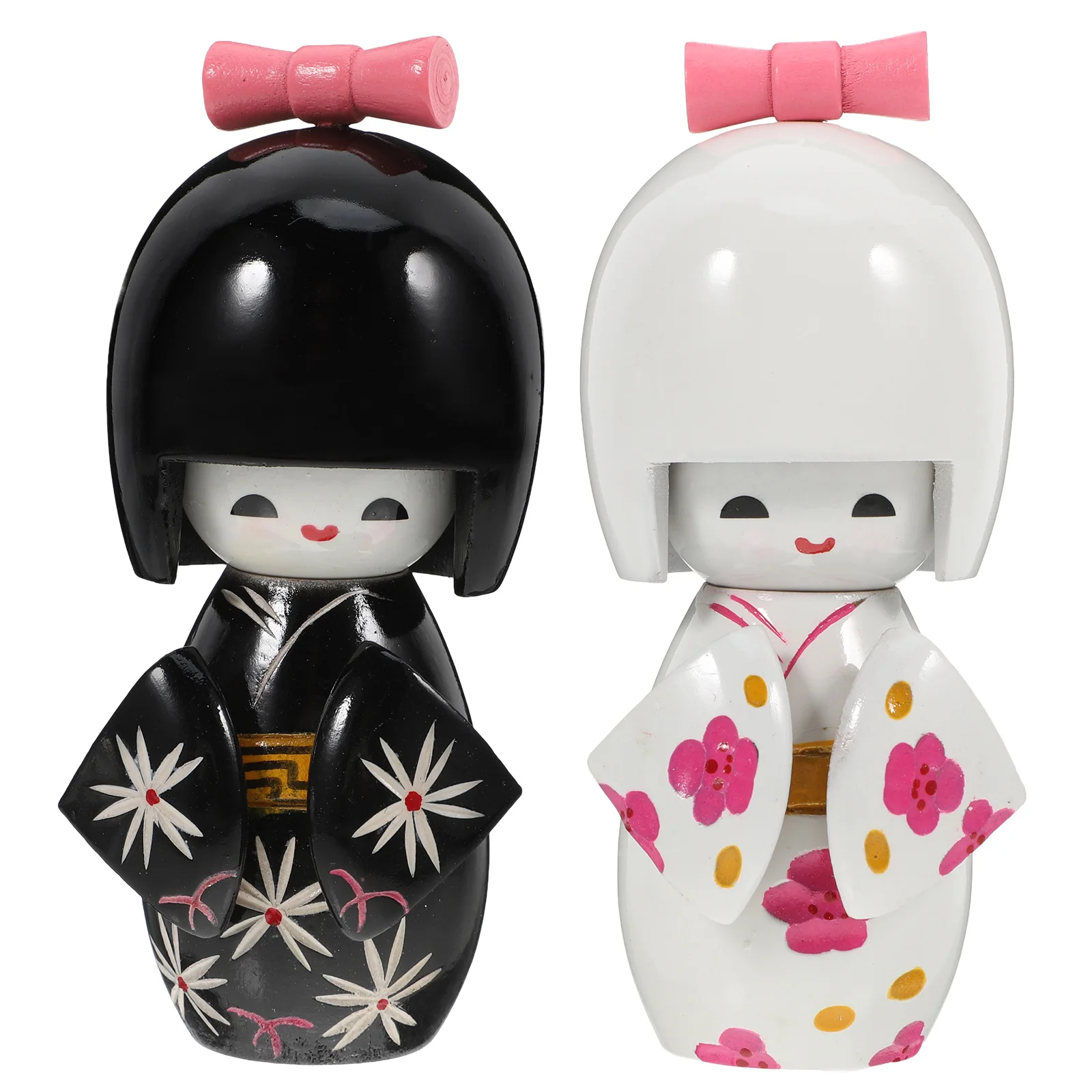 2 Pcs Japanese Home Decor Matryoshka Kimono Figurine Oriental Statue Folk Dining Table Bookcase Decoration Girl