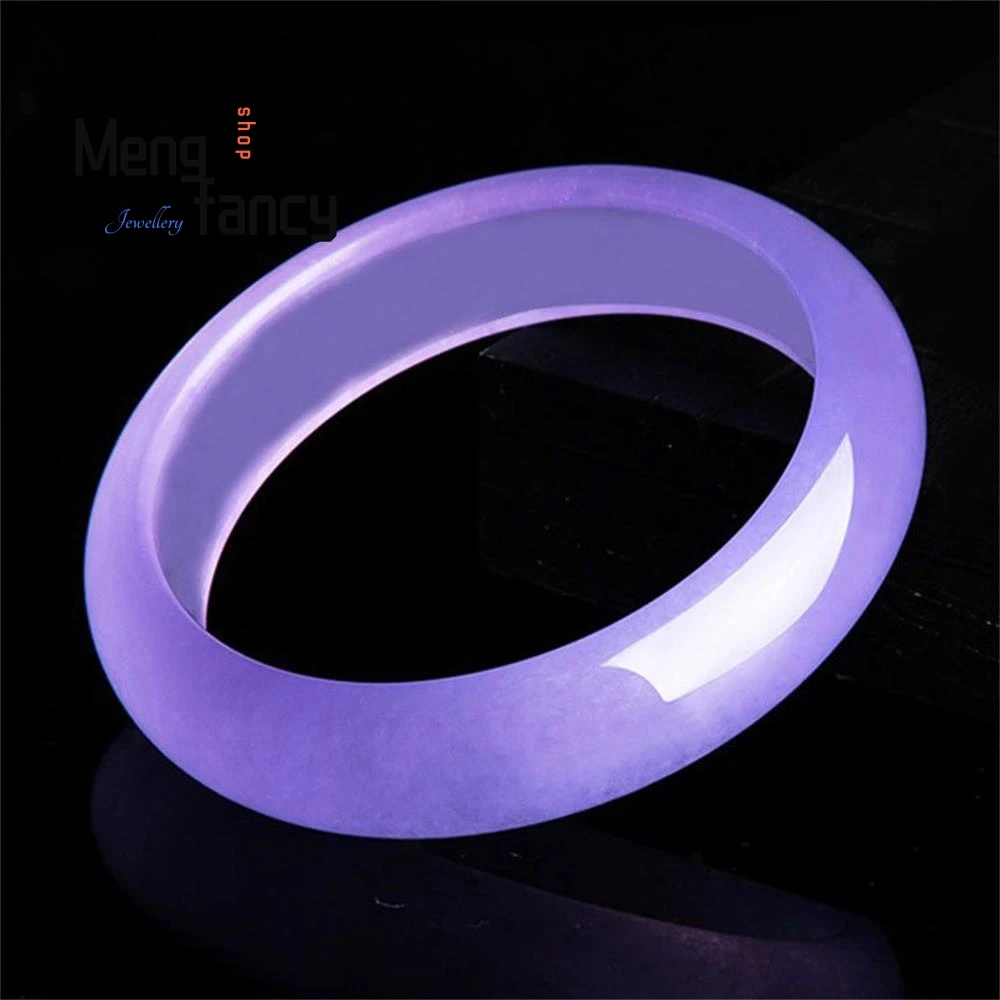 

Натуральный высококачественный браслет из кварцита класса «Лед» с фиолетовым нефритом, популярное модное ювелирное украшение, изысканный подарок для молодых девушек и пар на праздники