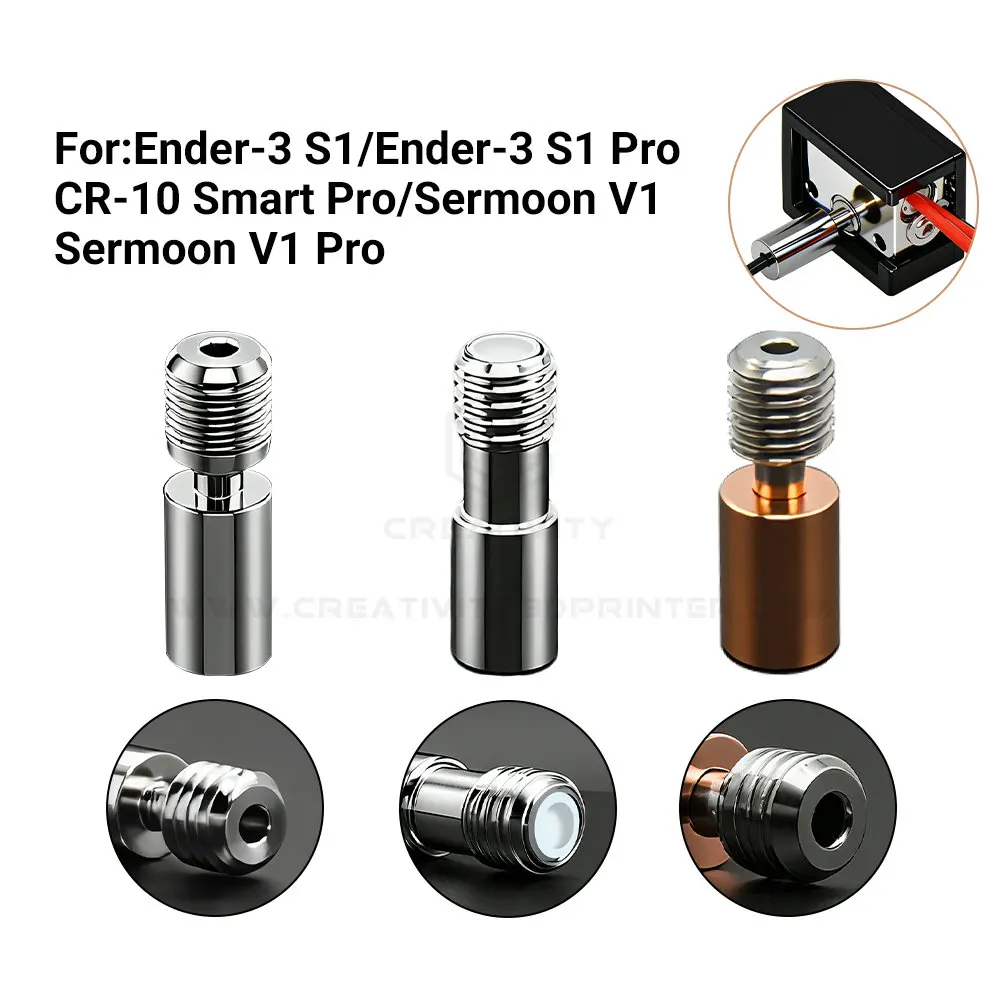

3D Printer Throat Ender-3 S1 Titanium Alloy Bi-Metal Heatbreak Sprite Extruder Copper Alloy Throat 1.75mm for Ender-3 S1 Pro