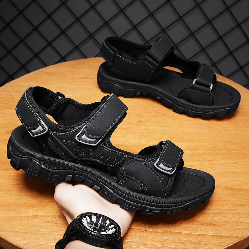 

Мужские спортивные сандалии с открытым носком, уличные нескользящие тапочки, повседневная мужская обувь, модная легкая и удобная пляжная обувь, мужские сандалии