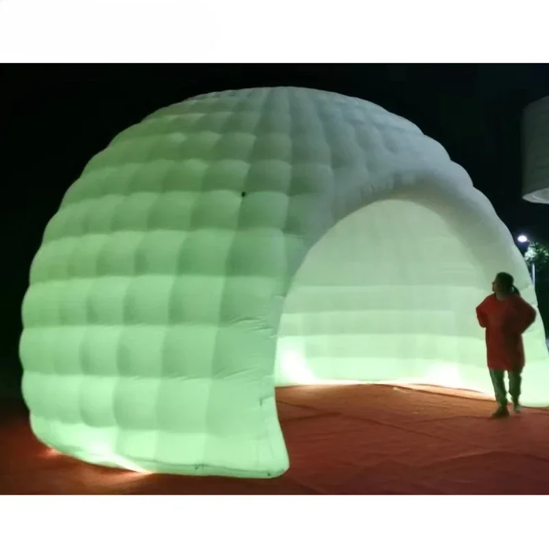 Inflatable Air ส่งเสริมการขาย Canopy โดมไฟ LED สีขาว Igloo งานแต่งงานผับเวทีเต็นท์สําหรับงานแสดงสินค้า