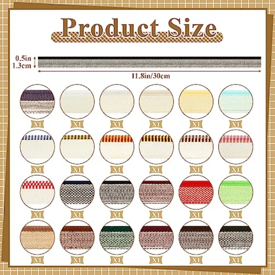 24 Uds. Diademas para encuadernación de libros 11,8 Ihes de largo 0,5 Ih ancho Kit de materiales de banda final de libro de algodón para principiantes DIY 24 colores Cutabl