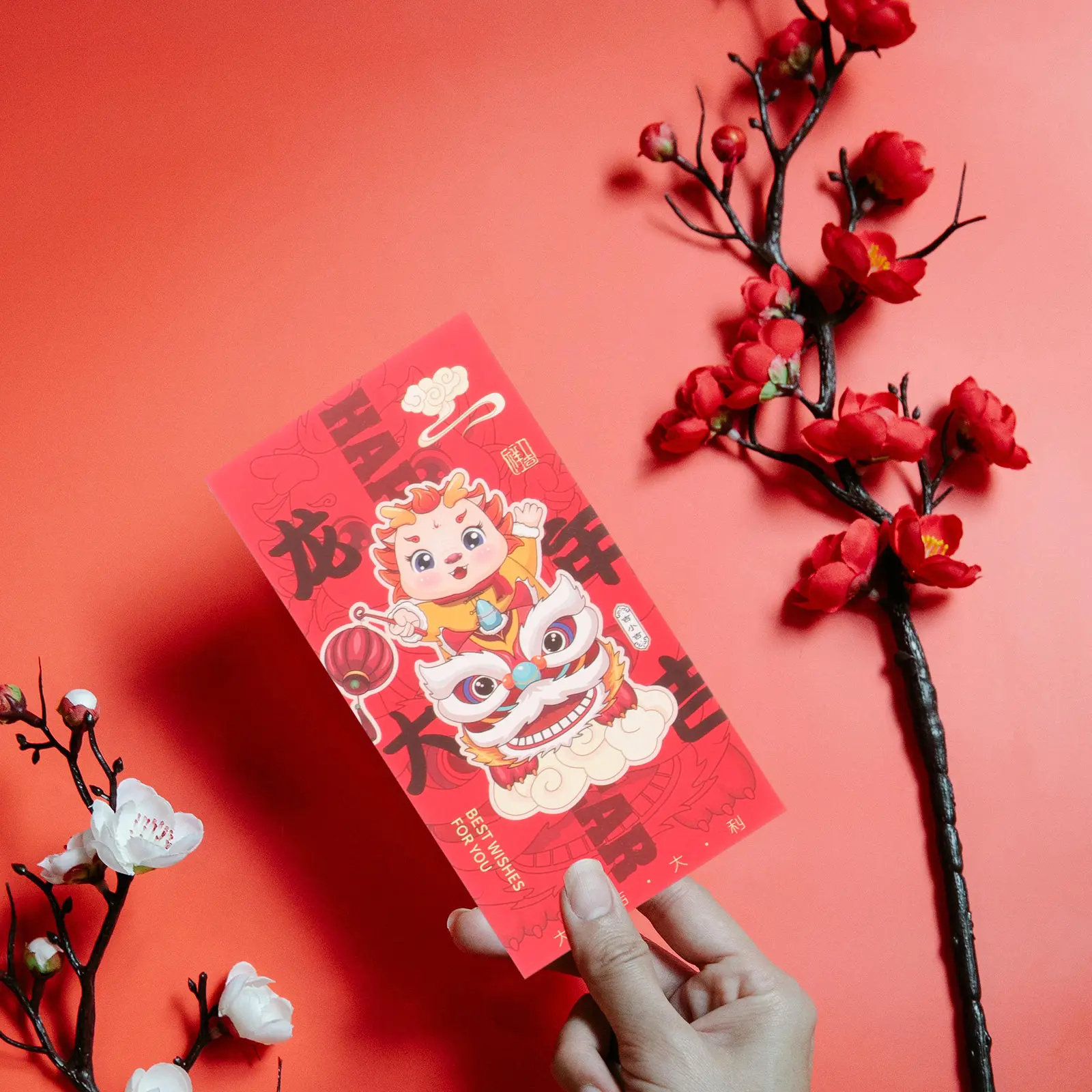 

6Pcs Chinese Dragon Red Envelopes 2024 Lunar New Year Red Packets Spring Festival Party Decor Lucky Money Bags Dragon Style Art