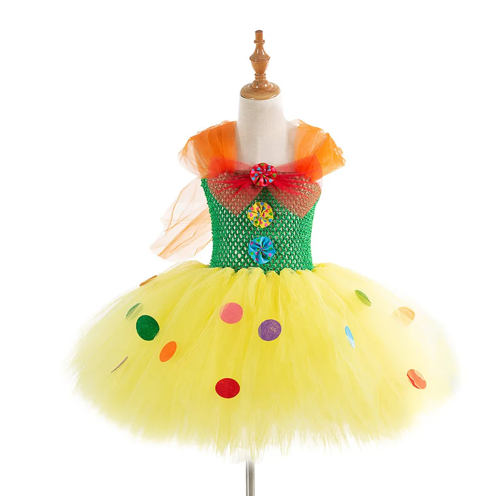 

New Christmas girl net yarn dress cute shorts puffy skirt dance bow small round piece children stage party cosplay dress