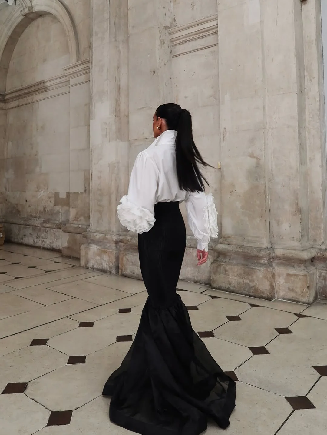 أناقة سوداء ماكسي حورية البحر تنورة عالية الخصر الحرير الساتان الأورجانزا تنورة سهرة طويلة مخصص أي لون حجم التنانير الرسمية سيدة