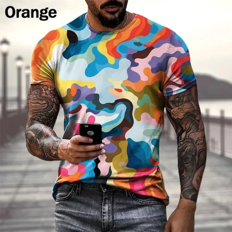 Summer Fashion Colorful T-shirts Casual Hip Hop Harajuku Style T-Shirts Men\'s Street Personality Cool T-Shirts