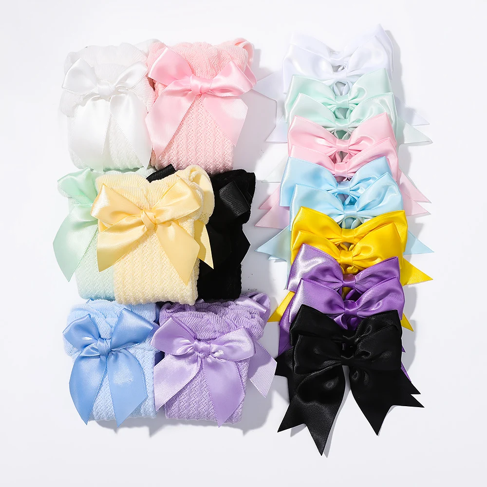 4Pcs/Set 0-3 Age Newborn Socks Baby Kids Clips Bows Cotton Socks Hairpin Set Girls Gift Cute Headwear Kids Baby Hair Accessories