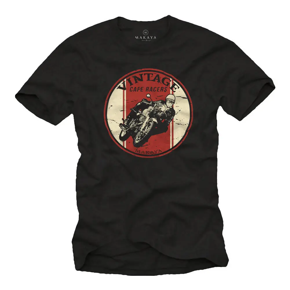 

VINTAGE MOTORCYCLE MEN SHIRT WITH CAFE RACER - SHORT SLEEVE CUSTOM OLDTIMER TEE