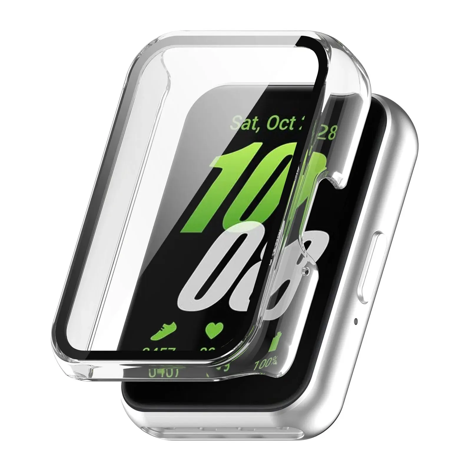 Watch Case Compatible for Samsung Galaxy Fit3, Protective PC Frame Face Cover Built-in Tempered Glass Screen Protector, Scratch