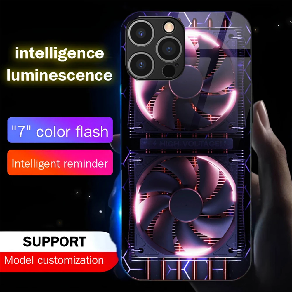 

Cyber CPU Fan Design Smart Voice Call Light Shell LED Light Mobile Phone Case For Samsung S25 S24 S23 S22 S21 S20 FE Plus Ultra