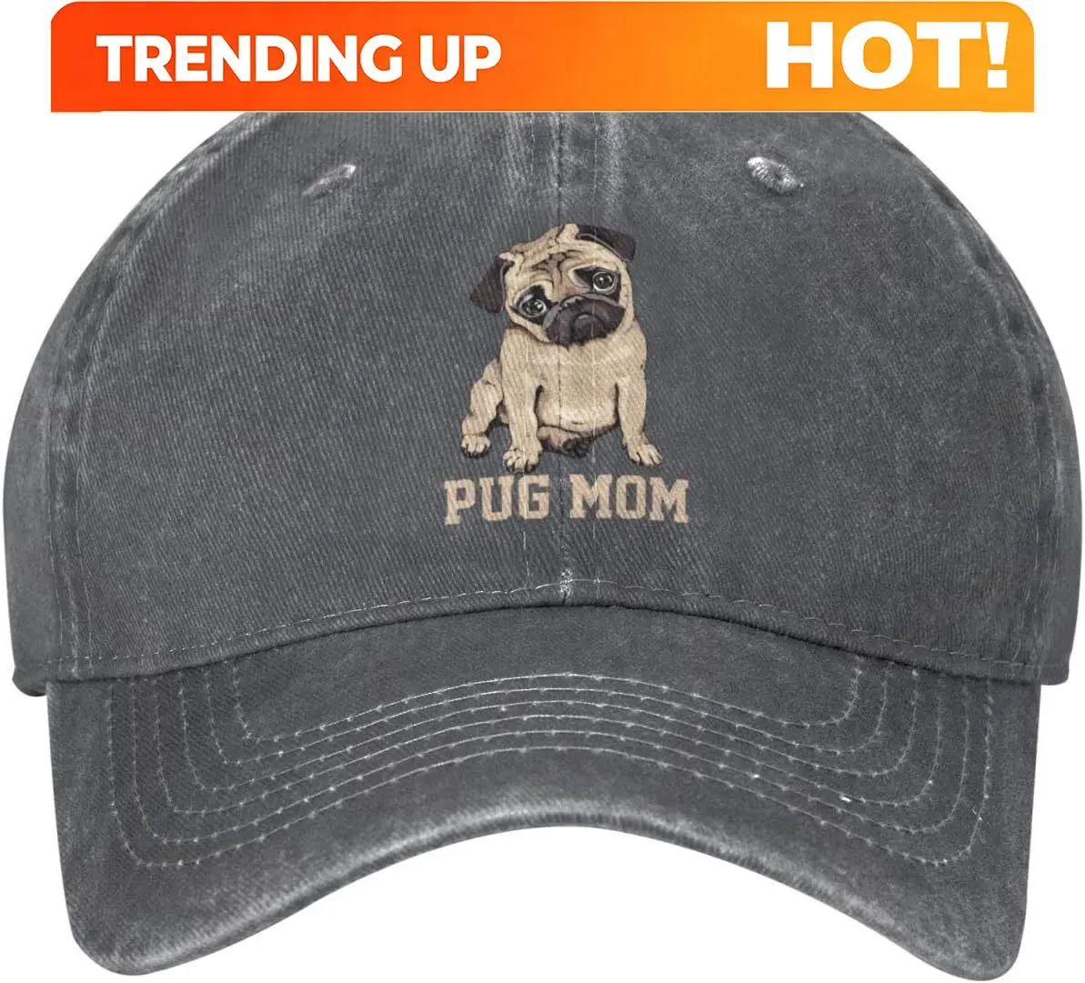 Customization Customization Vintage Washed Distressed Adjustable Pug Mom Dog Womens Denim Baseball Cap Mom Trucker Hat Cap For W