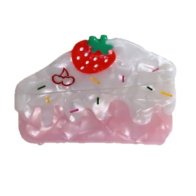 Y5GC Sweet Cream Cake Hair Claw Acrylic Hair Grip Strong Secure For Women and Girl Everyday Wear And Special Event