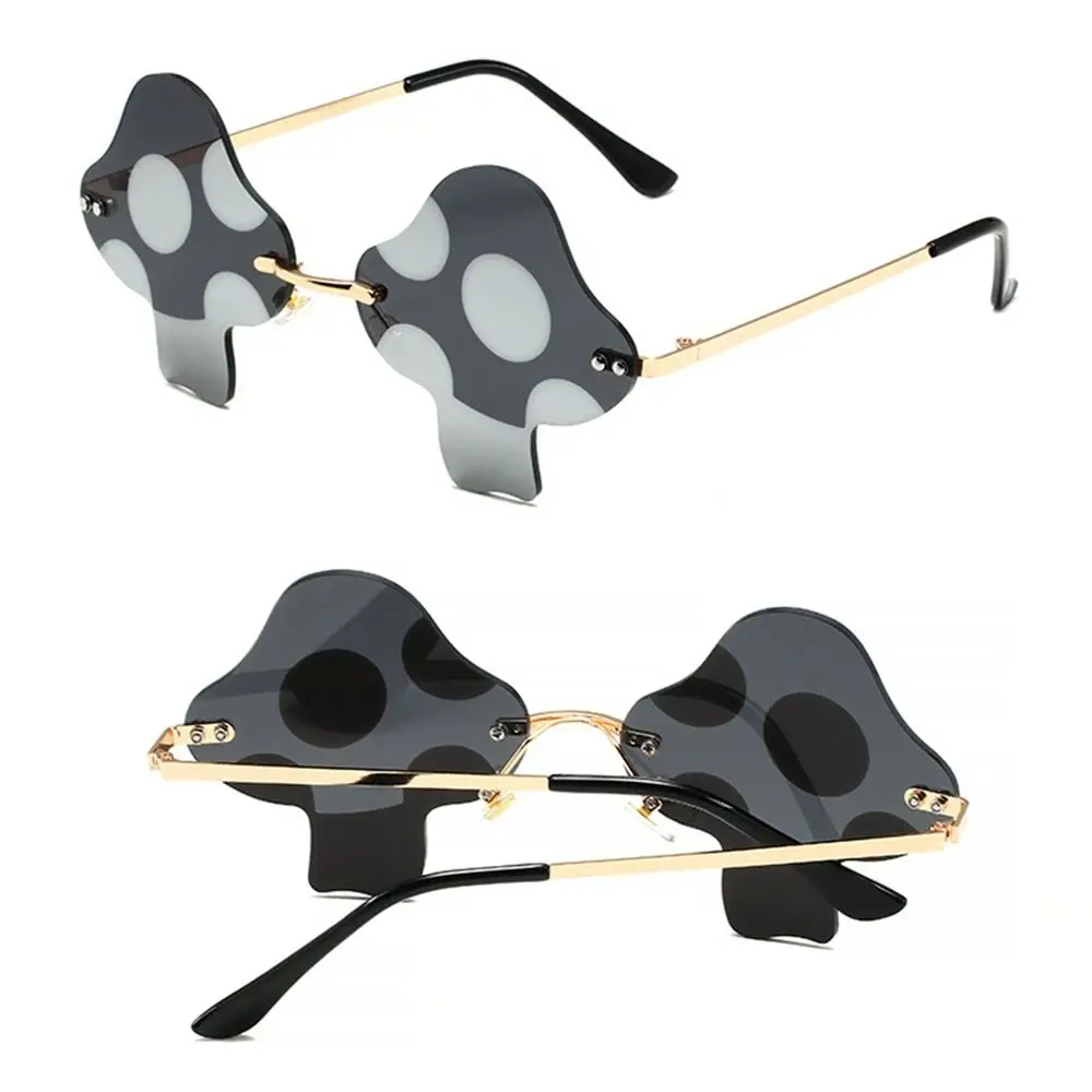 Trendy Novel Halloween Decorations Party Favor Rimless Mushroom Shape Eyewear Sunglasses for Women Sun Glasses