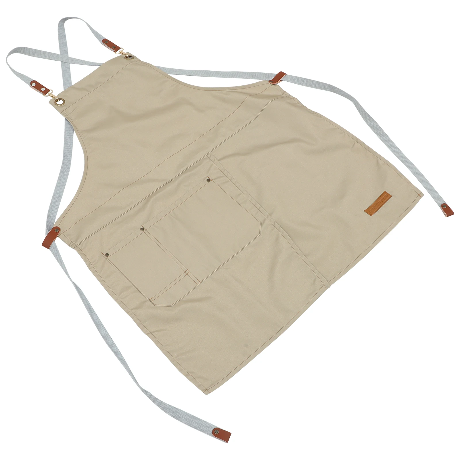 

Cotton Canvas Work Apron Chef Coffee Kitchen Bib Pocket Waterproof Oil Proof Material Adjustable Strap Widening Neck