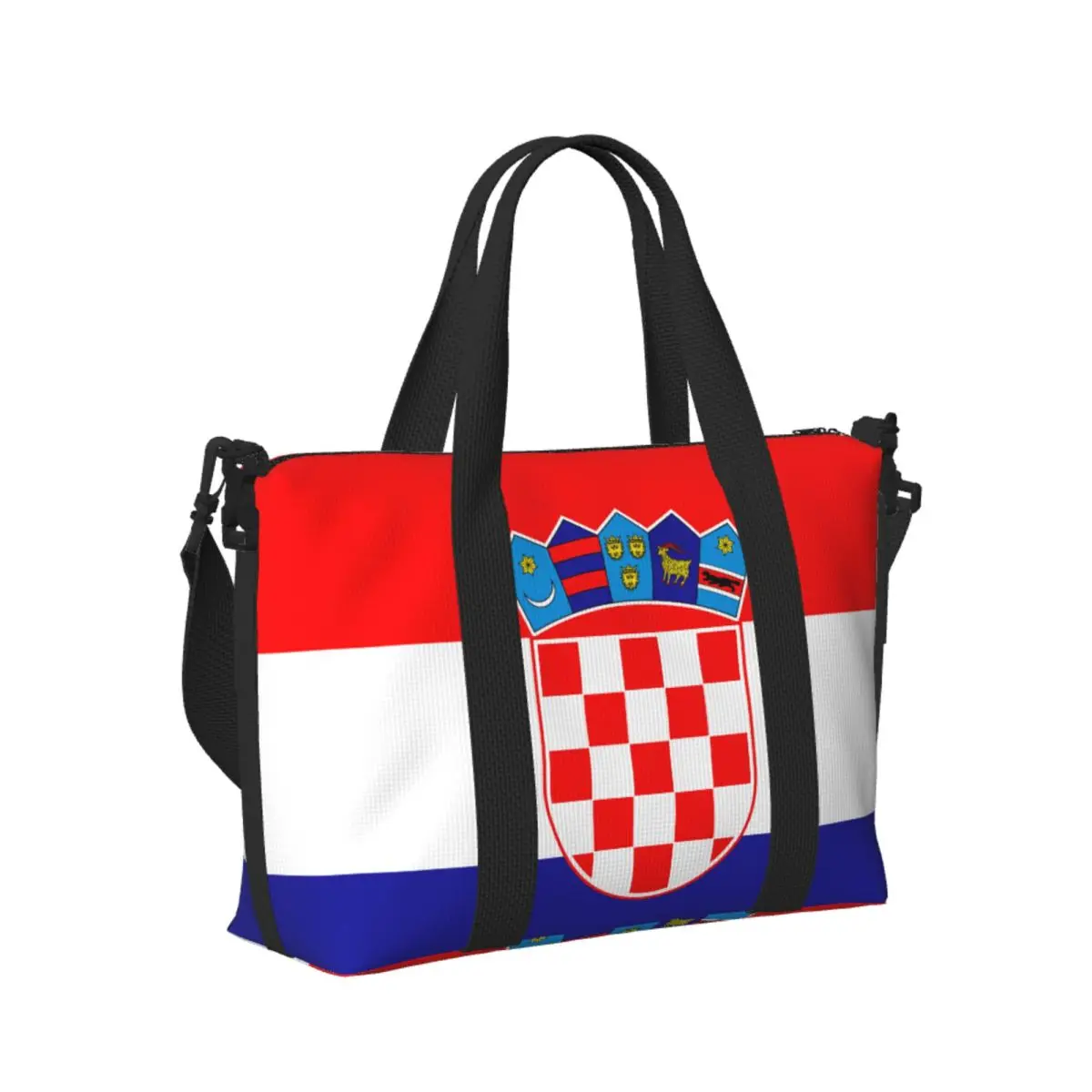

Custom Croatia Football Flag Beach Travel Bag Large Capacity Tote Bags for Gym Yoga Women Shopping Duffle Shoulder Bag