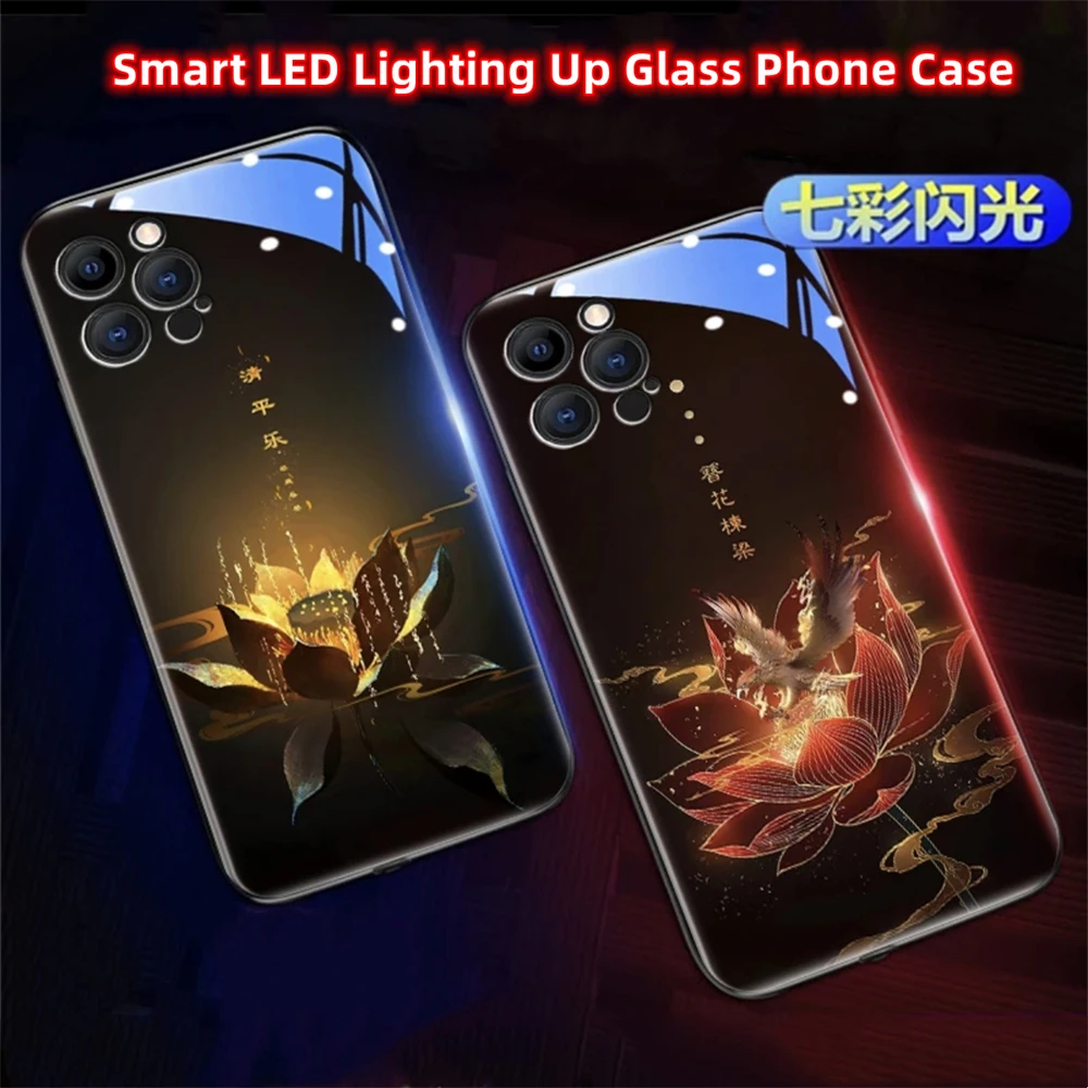 Reine Kristall-Lotus-Design-Handyhülle mit Sound-Musik-Steuerung und LED-Licht für Samsung S26 S25 S24 S23 S22 S21 S20 FE Plus Ultra – Detail 39