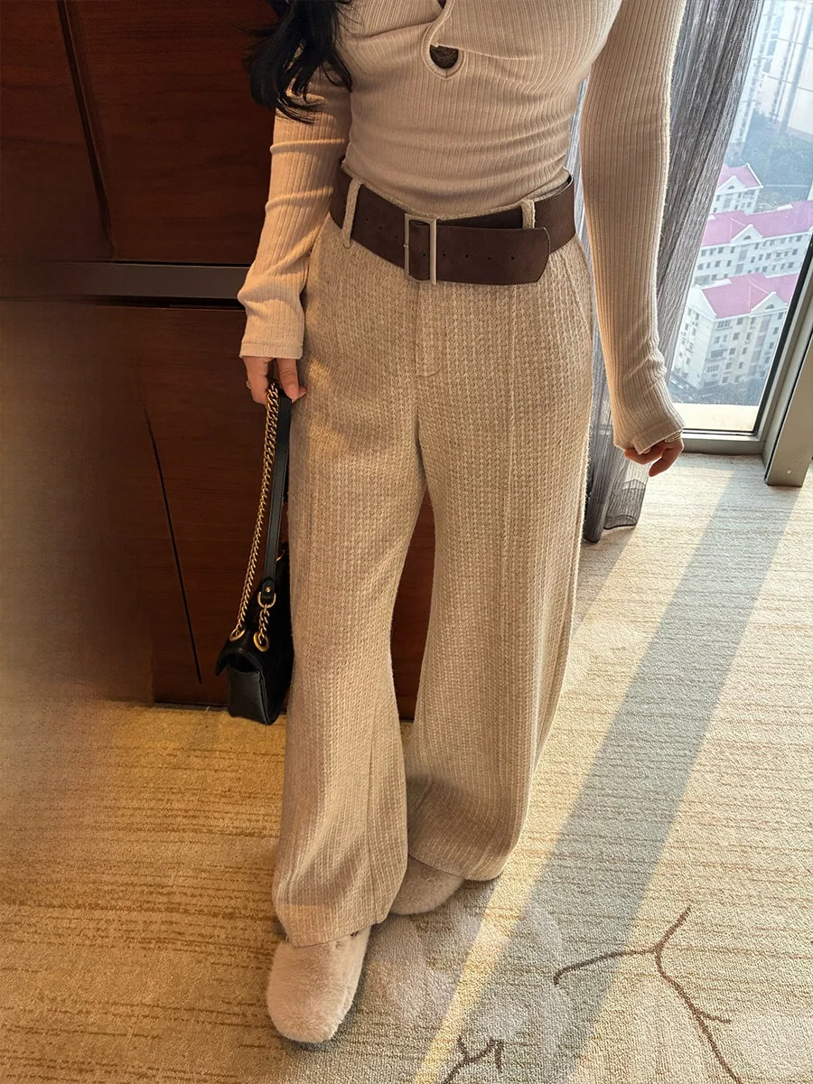 

Удобные повседневные брюки прямого кроя с широкой талией и средней посадкой, в двух цветах, больших размеров, для женщин