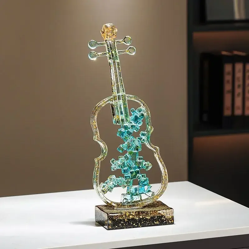 Imitated Crystal Violin Taihu Stone Horse Elephant Resin Decoration Home Livingroom Table Ornaments Office Study Accessories Art