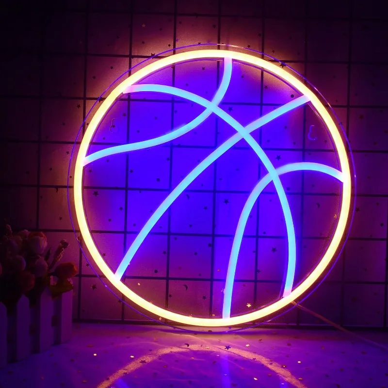 Logo sportivo basket luce al neon logo camera da letto luce al neon LED interruttore di alimentazione USB illuminato parete decorativa camera da letto luce al neon