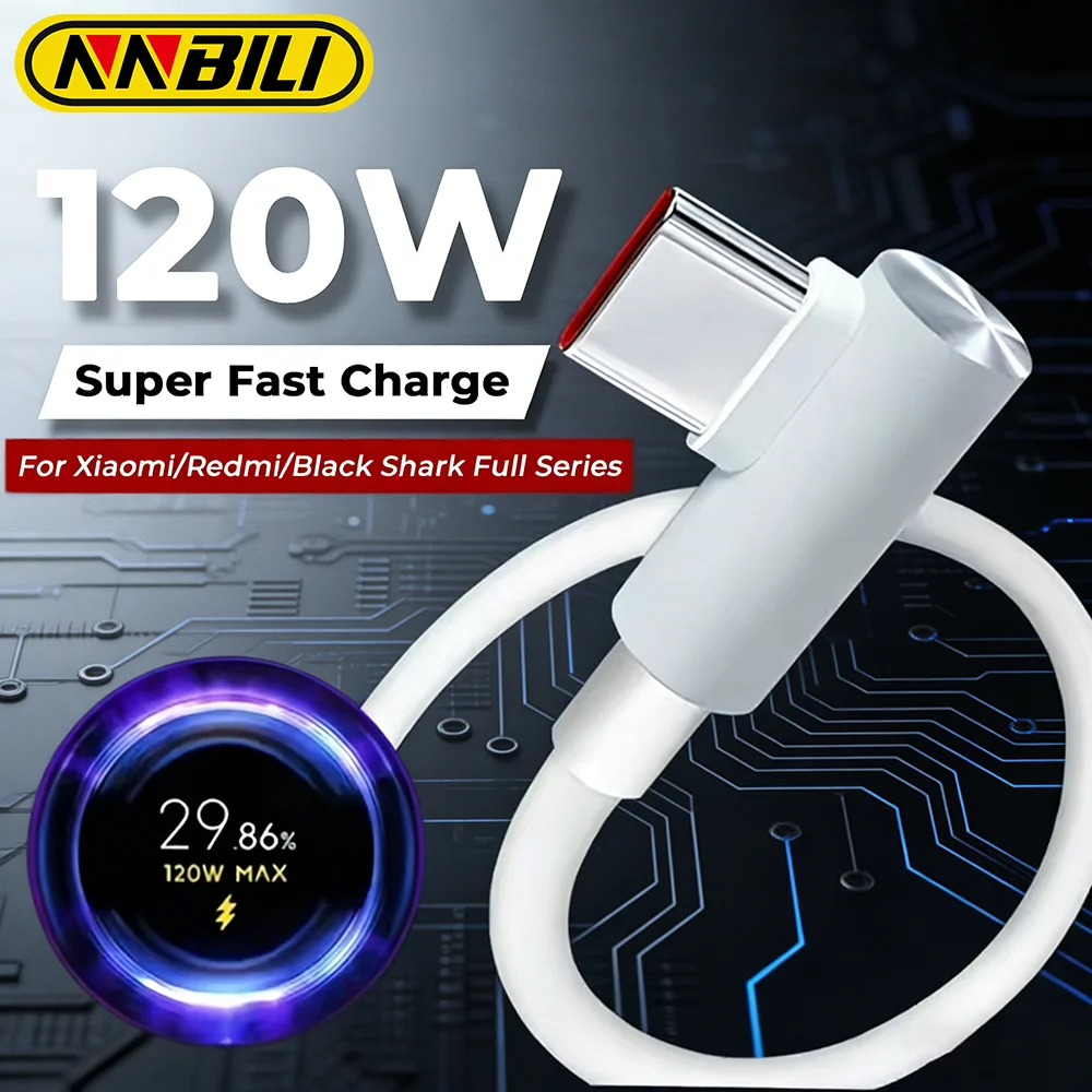 NNBILI 120W Fast Charger For Xiaomi 17 14 13 12 11 Pro Lite USB A To Type C Quick Charging Phone Cable For Note 12 Accessories