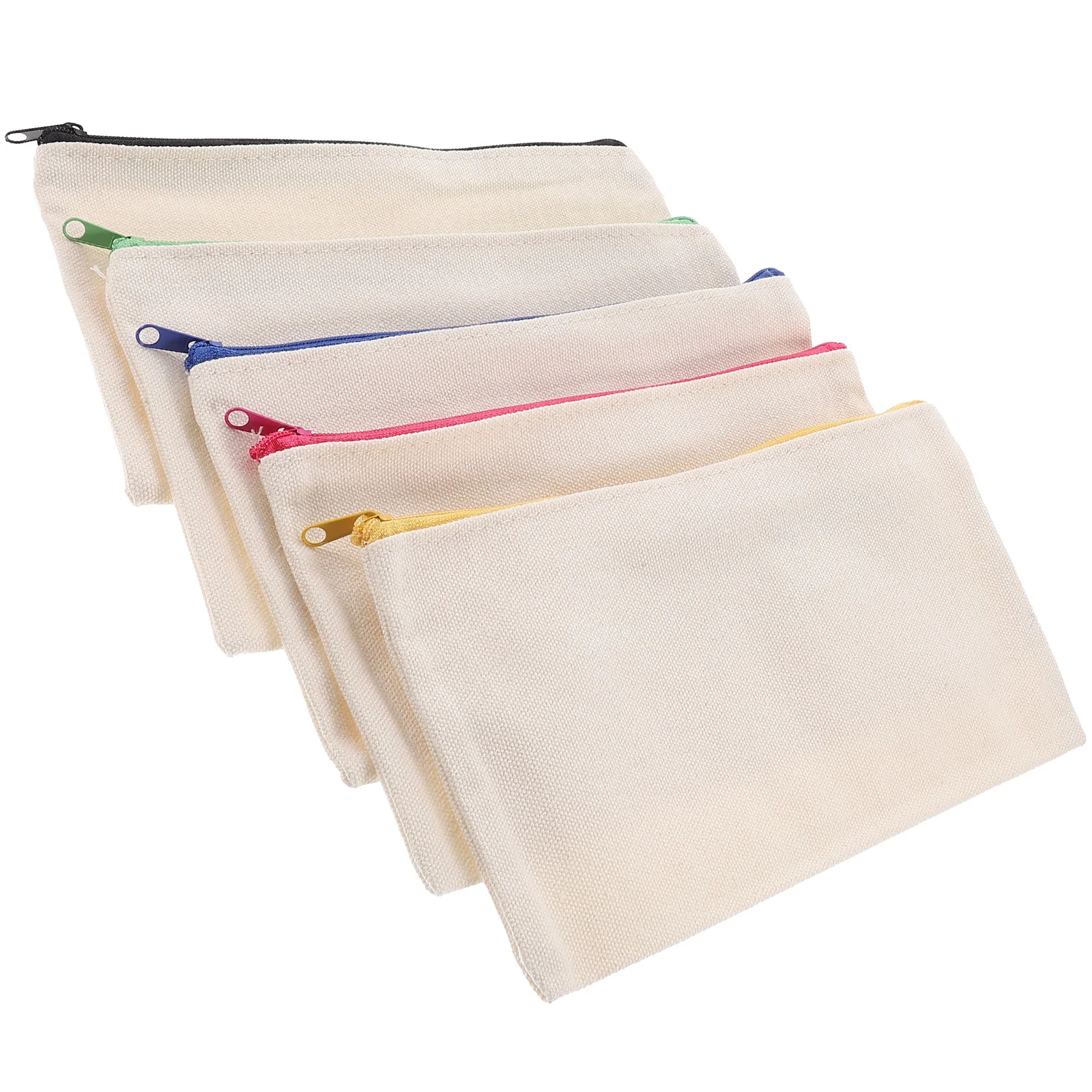 5 個の絵画ブランクキャンバスバッグ DIY グラフィティ鉛筆ケース化粧ポーチトラベルジッパーオーガナイザークラフトストレージユーティリティ