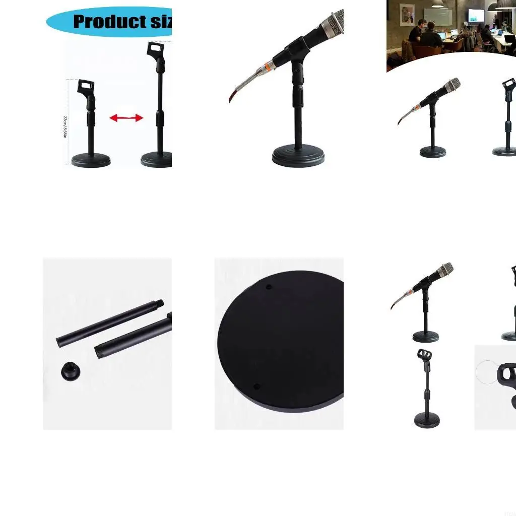 193A Desktop Microphone Stand Large Base Height Adjustable Mic Holder Bracket for Conference, Interviews, Live Broadcast