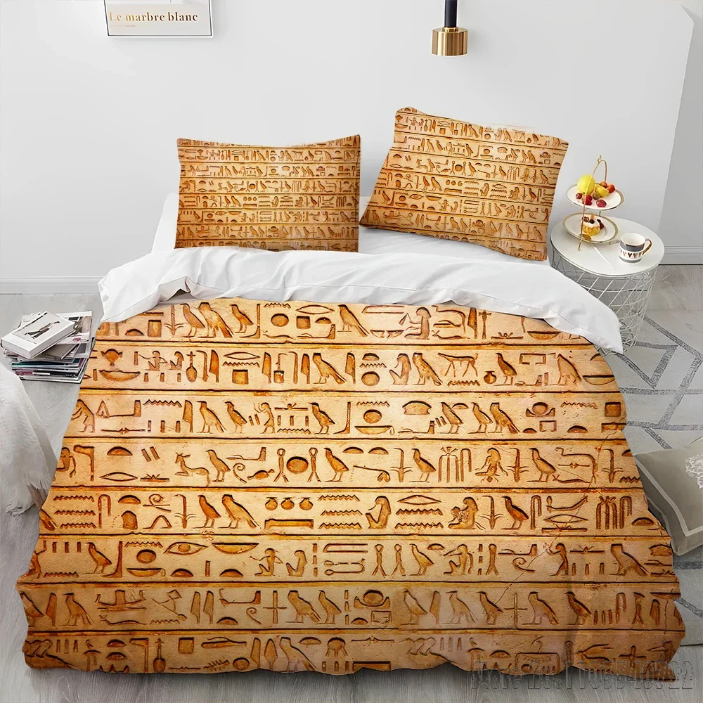 Egyptian Mythology Pharaoh Hieroglyphics Duvet Cover Set HD Comforter Cover for Kids Bedding Sets Bedclothes Bedroom Decor